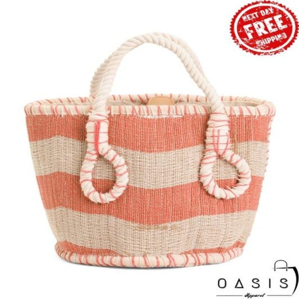 LULU Striped Jute Satchel/ Women's Bag